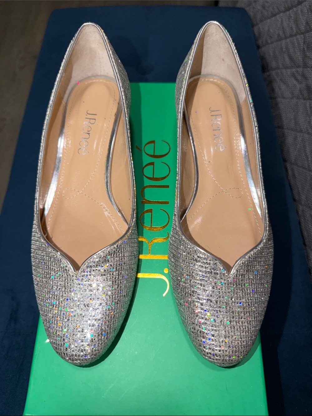 J.Renee Silver Glitter Pointed-Toe Pumps